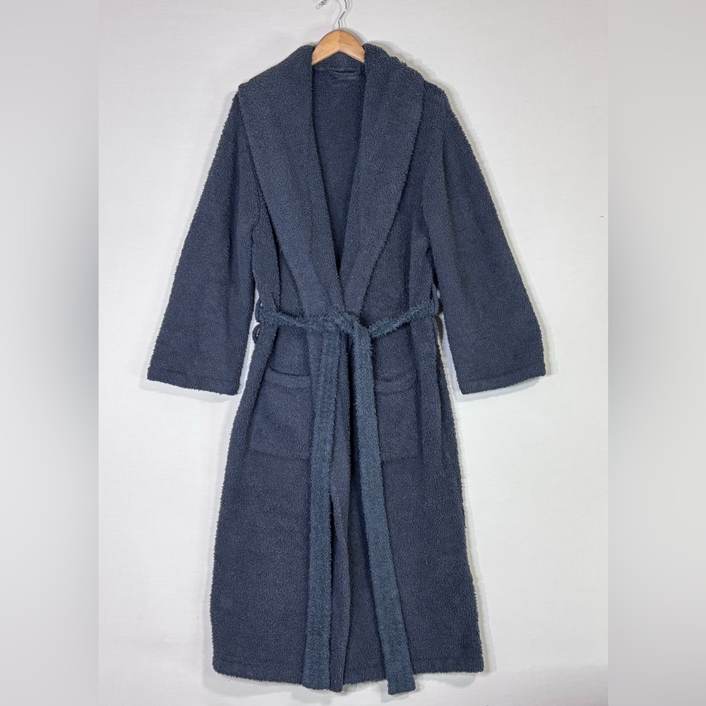 Barefoot Dreams CozyChic Sherpa Robe Charcoal Gray Plush Belted Size 2